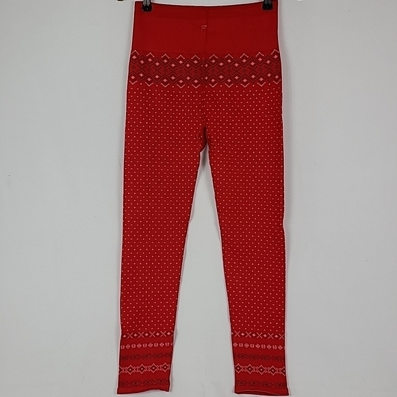 NEW Fabletics Cloud Seamless High-Rise Jacquard Poinsettia Nordic Leggings Sz L - Picture 7 of 8